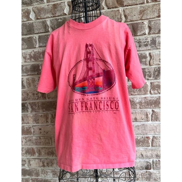 Vintage 80s 90s San Francisco T Shirt Large Golden Gate Bridge PSI Sport… - Picture 4 of 12